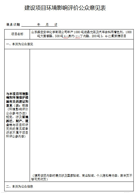 2附件1  建設項目環境影響評價公眾意見表